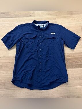 Magellan Outdoors Men’s Navy Short-Sleeve Button Fishing Shirt size XL-T